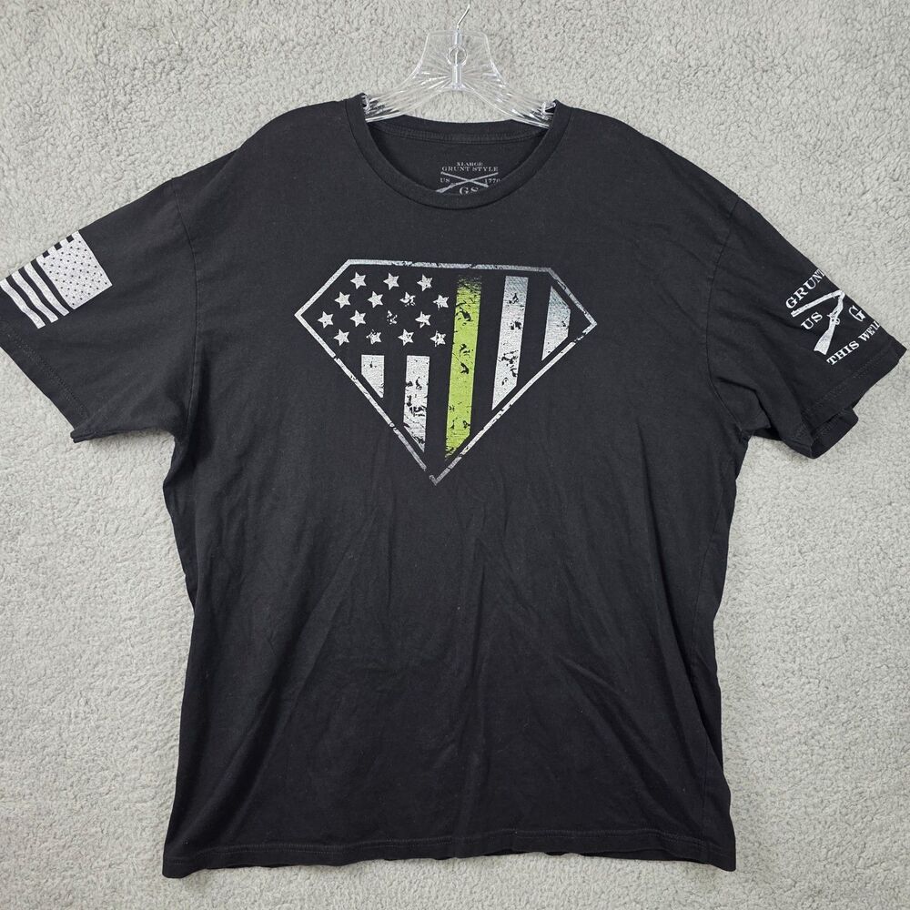 Grunt Style Men's Superman Flag Short Sleeve Black Logo T-Shirt Size XL